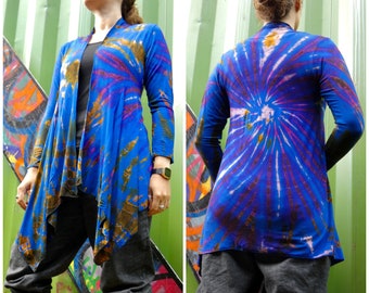 Blue tie dye cardigan | waterfall cardigan | boho cardigan | hippie clothing  | bohemian clothing