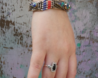 Bracciale Etnico con Turchese e Argento Tibetano - Bracciali Turchese - Gioielli Turchese