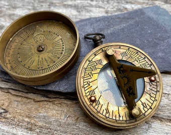 Brass pocket compass | vintage style compass | handmade compass | sundial | steampunk | gifts for him