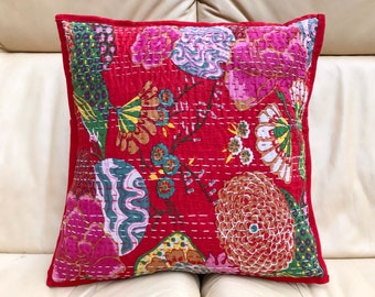 Hand stitched Kantha cushion cover | Indian cushion cover | boho cushion | throw pillow