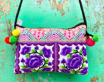Small embroidered Thai bag | festival bag | boho bag | ethnic bag | hippie purse | colourful bag