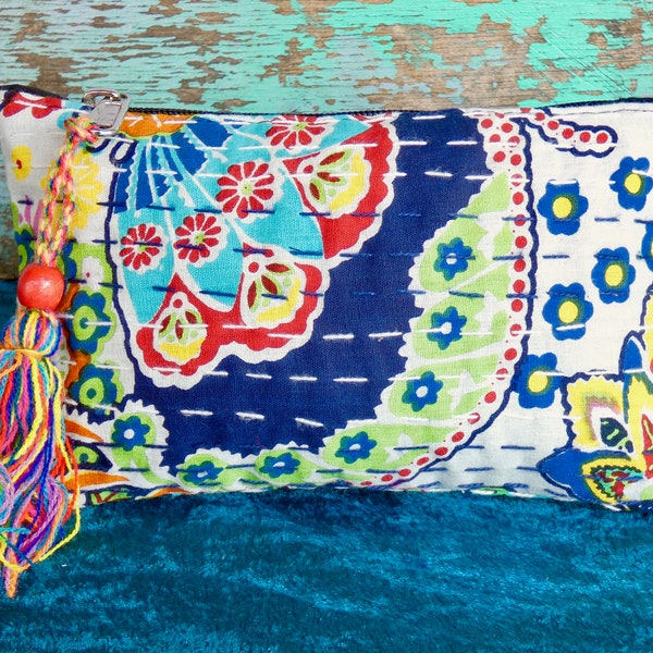 Handmade Kantha purse | boho purse | colourful Indian purse | cotton purse | coin purse | gifts for her