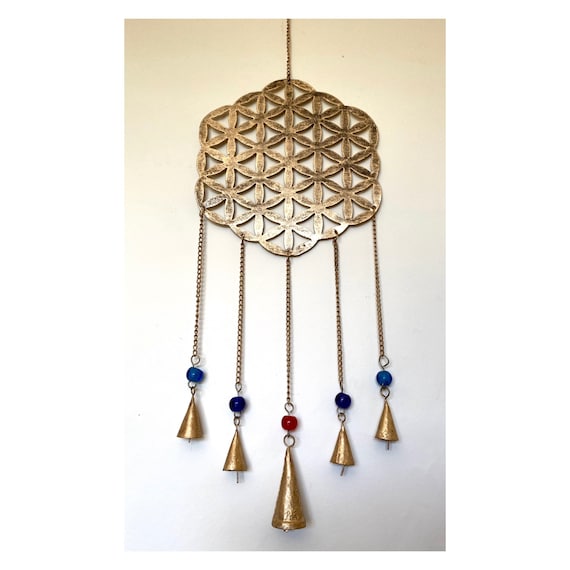 Flower of Life Metal Wall Hanging w/ Bells Flower of Life Metal Wall Hanging w/ Bells