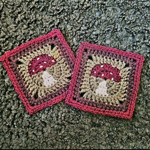 Toadstool / mushroom crochet granny square pattern 画像 3