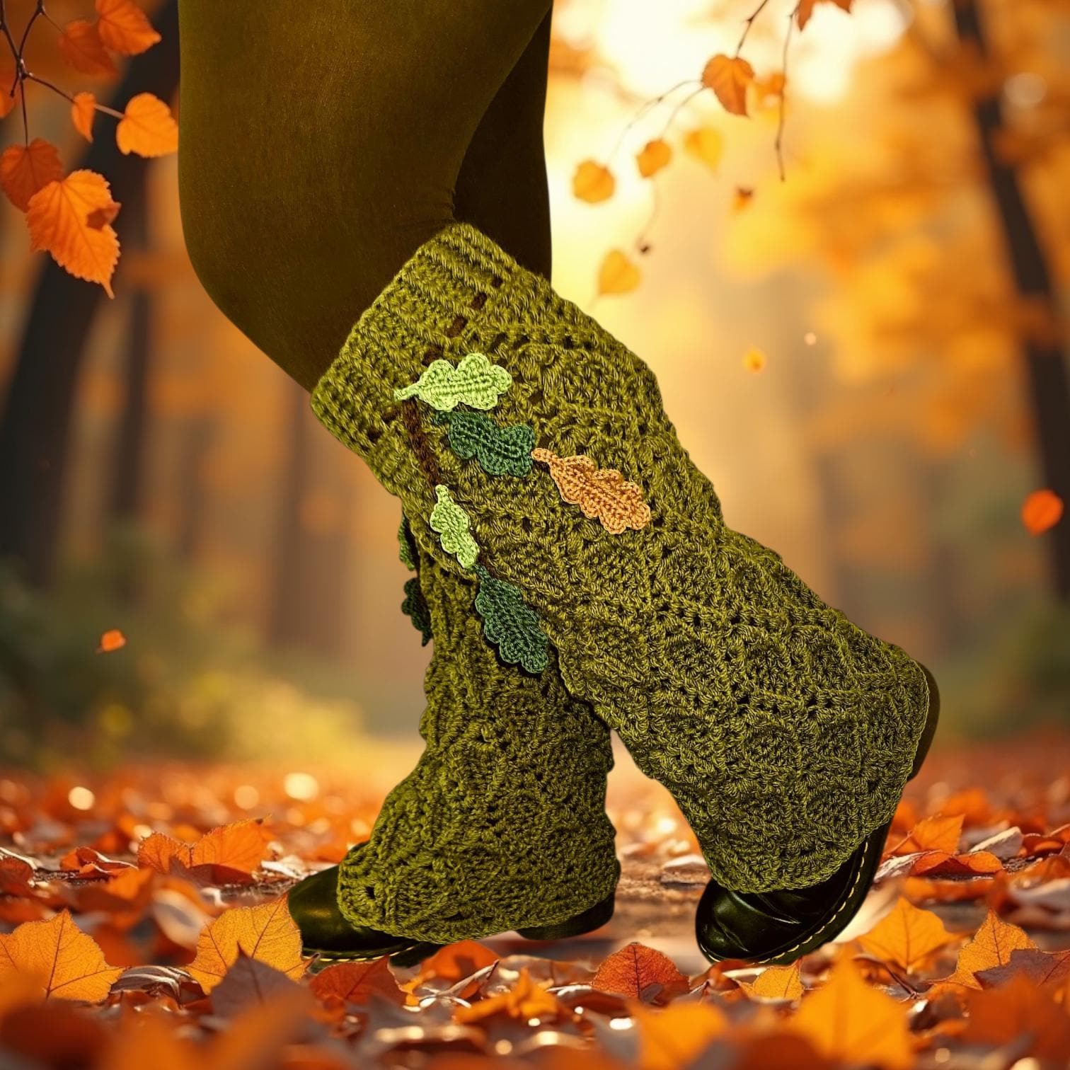 Whimsical Woodland Leafy Leg Warmers Crochet Pattern. - Etsy