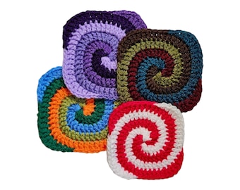 Spiral swirly crochet granny square digital pdf pattern