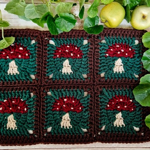 Toadstool / mushroom crochet granny square pattern 画像 5