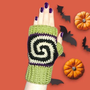 Spiraalvormige oma vierkante handschoenen haakpatroon