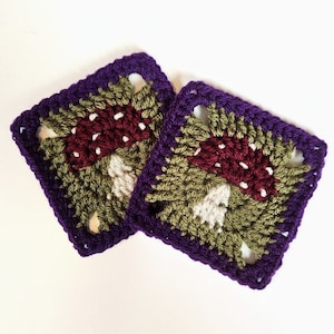 Toadstool / mushroom crochet granny square pattern image 2