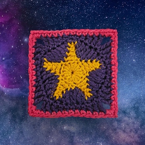 Applique carrée grand-mère étoile MOTIF CROCHET