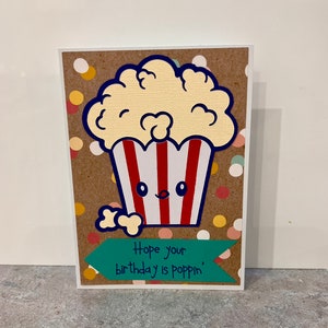 Handmade “Hope your birthday is poppin’” card | handmade card | birthday card | cute card | pun card | greeting card | birthday message