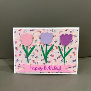 Handmade tulip themed birthday card | Greeting Card | blank card | birthday card | tulip theme | flower theme