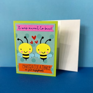 Bee themed engagement card | Greeting Card | Cute Cards | Engagement | Pun Cards | Meant to Bee | Happy Couple