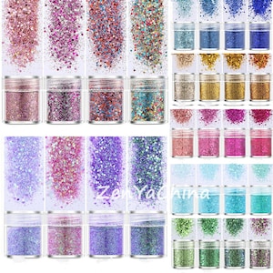 4PCS Color Superfine Glitters Powder 1mm Sequins Mix For Nail Art DIY UV Epoxy Resin Silicone Mold Resin Casting Filling Material