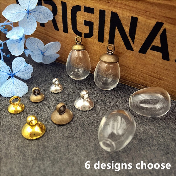 5sets 14.5*11mm Water Drop Empty Glass Ball Glass Vial Pendant Earring Pendant Charms Jewelry DIY Supply Drop Vials