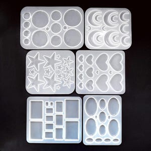 Earring Pendant Resin Casting Mold Star Moon Heart Rectangle Mold For Pendant & Earrings Suit for Epoxy UV Resin Polymer Clay Classic