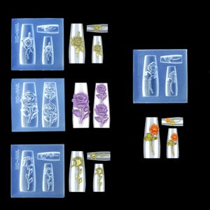 Rose Flower Nail Decoration Silicone Mold Nail Art Bamboo snake DIY Manicure Tools Nail Sticker Mold for Resin and Polymer Clay