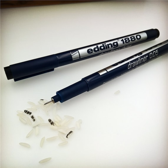 2 Pieces Drawing Pens, Write on Rice Pen , Edding 005 Line Thick 0.2 Pen  ,name on Rice Pen 