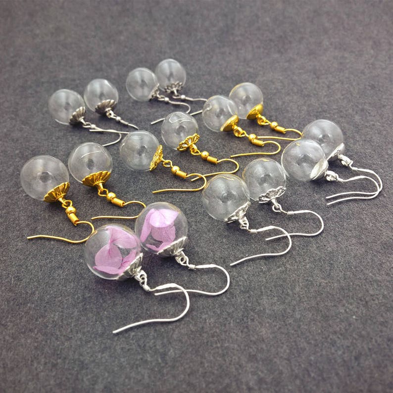 4sets 2 Pairs 1018mm Glass Globe Earring 925 Silver 24K Etsy
