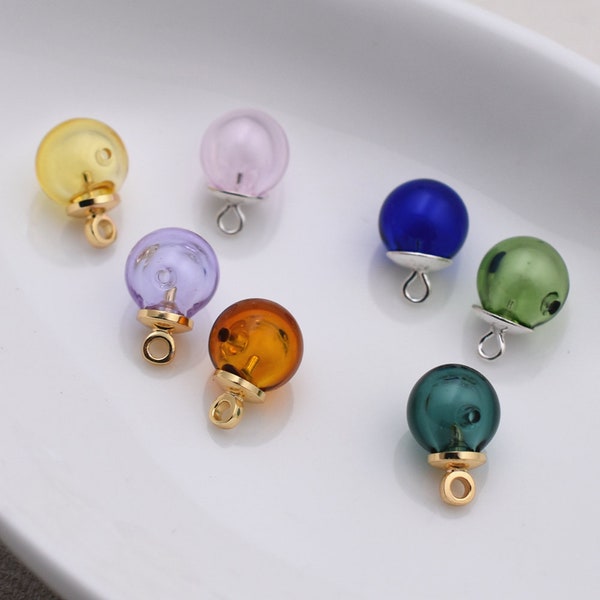 2Pcs 8mm Coloured glaze ball beads Diffuser Perfume Refillable Essential Oil Vials Stud Earrings Beads