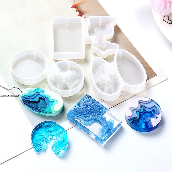 DIY Mold Beach Island Pendant Nature Coastline Silicone Mold Pendants Epoxy Resin UV Resin Jewelry Making component