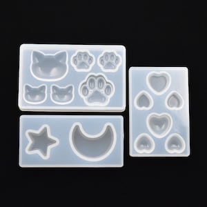 lovely Cat bear paw heart moon star Silicone Mold Resin Silicone Mould handmade DIY Jewelry Making epoxy resin molds