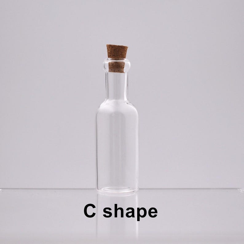 10 Pieces cork Glass vial pendant Mini Glass Bottle with Cork Cute Jars Wishing bottle Charms 3 Shape Minxed 10 Pcs  Shape-C