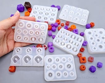 Resin Bead Mold 7 Style Choose, Silicone Mould for Ball Cylinder Oval Octagonal Beads