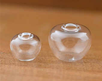 10pcs 14x11mm 10x8mm Apple shape Mini glass locket Glass vial pendant Empty glass globe DIY Jewelry Supply