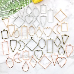 10pieces hollow blank Pendants Jewelry Findings Handmade Craft Metal frame Metal border for Resin Jewelry Making Resin Casting Open Bezel