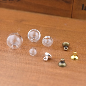 5sets 6-12mm Globo di vetro 6mm cap Bolla di vetro Fiala di vetro Ciondolo gioielli Fornitura fai da te Charms medaglione di vetro