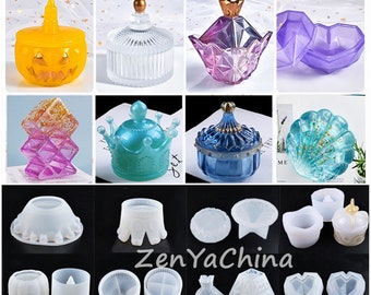 Crown Storage Box mold Resin Pumpkin Box Candy Can Storage box Casting Mould Tool Crystal UV Epoxy Resin Molds Decorative Crafts