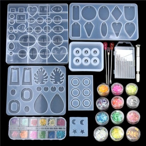 Mix vormen Epoxy Hars Malls Set Hanger Oorbellen Gieten schimmel DIY sieraden bevindingen Silicone Mold UV Casting Tools