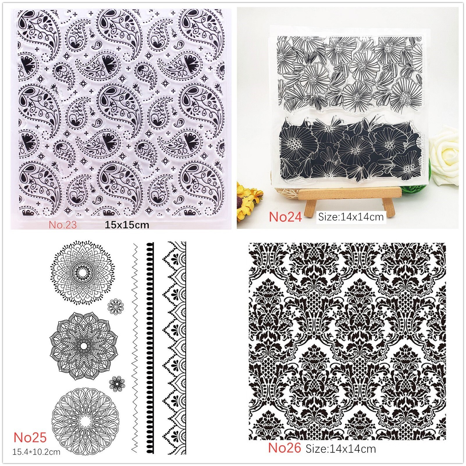 Single Line Embossing Pattern Single Sheets SNASAN Leaf FLower Plants Polymer Clay Texture Stamp ...