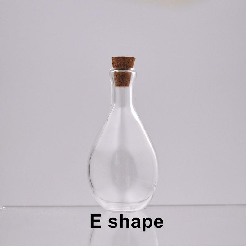 10 Pieces cork Glass vial pendant Mini Glass Bottle with Cork Cute Jars Wishing bottle Charms 3 Shape Minxed 10 Pcs  Shape-E
