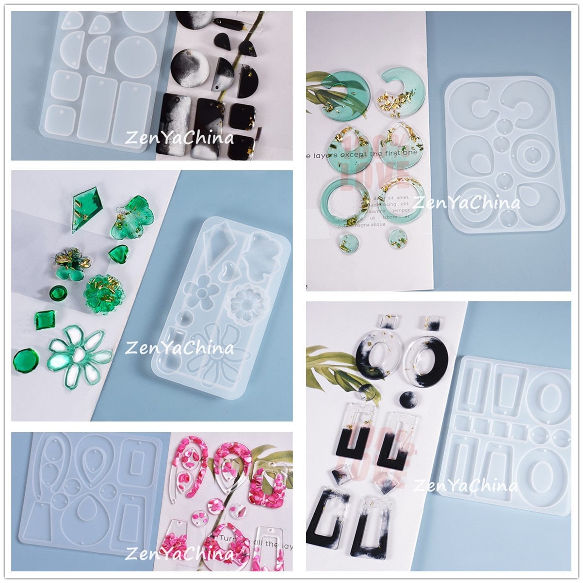 5 Styles Handmade Silicone Earrings Mold Necklace Earring Pendant Resin  Molds Drop Dangle Resin Earring Mold Jewelry Making Tools