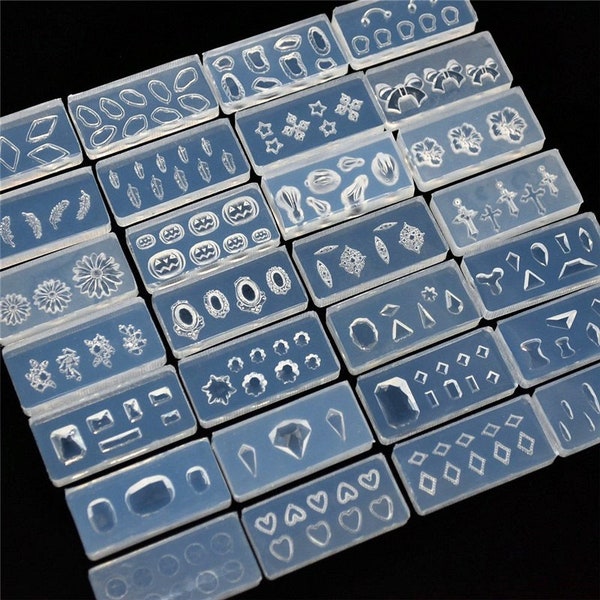 Nail Decoration Mold Silicone 3D Nail Art Small cartoon Relief Nail patch Crystal Template Manicure Tools Resin Nail Sticker DIY Mold