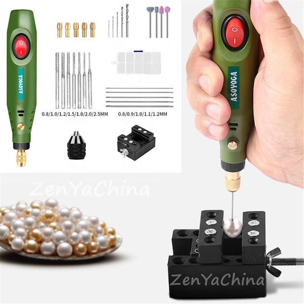 Mini Pearl Punching Machine Jewelry Making Tool Handmade DIY Drilling Tools Portable Small Electric drill Resin Punching Polishing