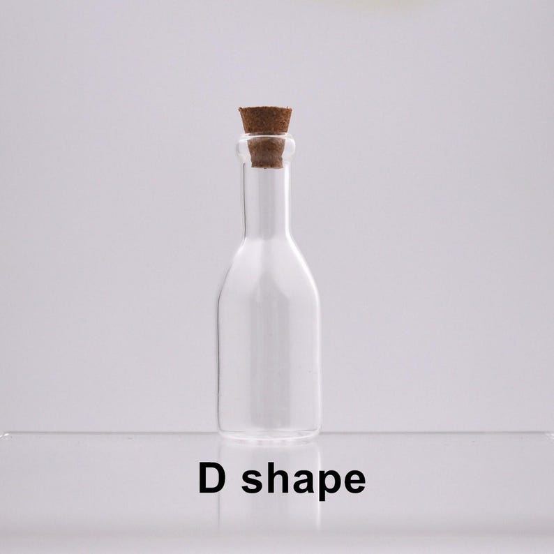 10 Pieces cork Glass vial pendant Mini Glass Bottle with Cork Cute Jars Wishing bottle Charms 3 Shape Minxed 10 Pcs  Shape-D