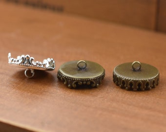15mm brass setting hanger ring base setting base , antique bronze and silver color Time gem Cabochon findings