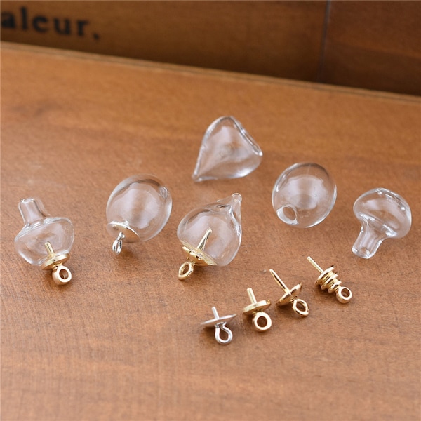 10Pcs Apple Mushroom Lemon Strawberry shape Glass Vials Cute Glass Vial Pendant Jewelry DIY Supply Glass locket charms