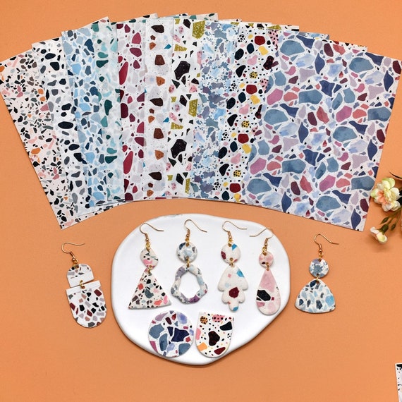 Polymer Clay Watercolor Transfer Paper DIY Ink And wash Marbling Printing Paper Soft Pottery Earrings  Making Clay Pattern Printing Paper
