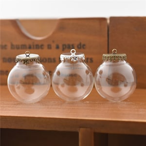 5set 30*15mm Clear Empty Glass Globe bottle Glass Dome Glass vial pendant DIY Jewelry findings supply  Glass locket charms