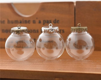 5set 30*15mm Clear Empty Glass Globe bottle Glass Dome Glass vial pendant DIY Jewelry findings supply  Glass locket charms