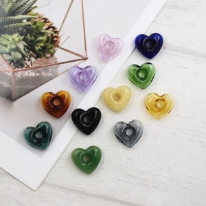 2Pcs 24mm Cute Heart Coloured glaze Diffuser Refillable Essential Oil Vials Glass vial pendant DIY Incense diffuser Jewelry Pendant