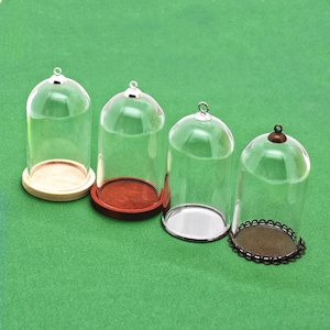 5pcs Mini Glass Dome with Base | 50x30mm Tiny Cloche Display Bottles | DIY Steampunk Pendant Covers | Jewelry Craft Supplies