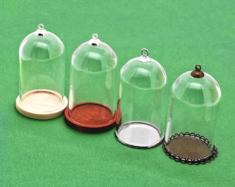 5pcs Mini Glass Dome with Base | 50x30mm Tiny Cloche Display Bottles | DIY Steampunk Pendant Covers | Jewelry Craft Supplies