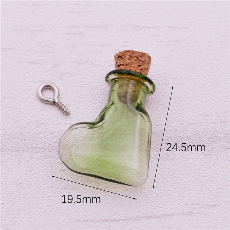 10pcs tiny glass bottle with cork cork bottles wishing bottles Sand bottle cork bottles blue Green Brown Clear choose giving silver hooks