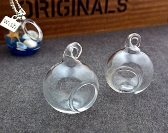 25mm Micro Landscape Ecological Glass Bottle Glass Pots jewelry Glass Bottle Moss DIY Glass globe Pendant