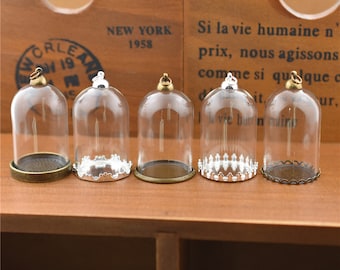 5sets 38*25mm Tube Glass dome bottles with findings set Glass vial pendant Glass globe Jewelry Making Supply Glass Bell Jar Pendant